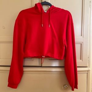 Superdown Cropped Longsleeve Hood Drawstring Red Size XS